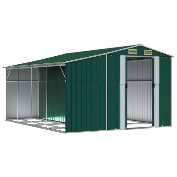 vidaXL Garden Shed Green 277x365.5x179 cm Galvanised Steel