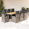 vidaXL 9 Piece Garden Dining Set with Cushions Grey Poly Rattan