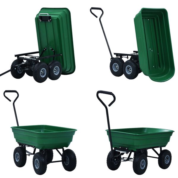 vidaXL Garden Tipping Hand Cart 300 kg 75L Green