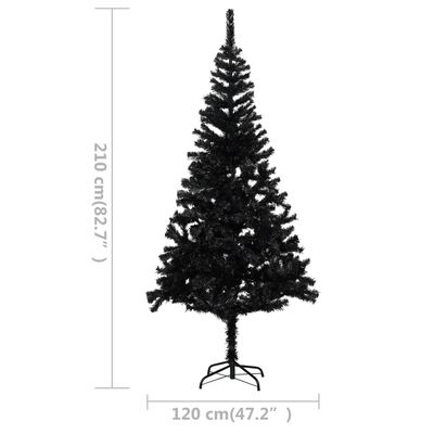 vidaXL Artificial Pre-lit Christmas Tree with Ball Set Black 210 cm PVC