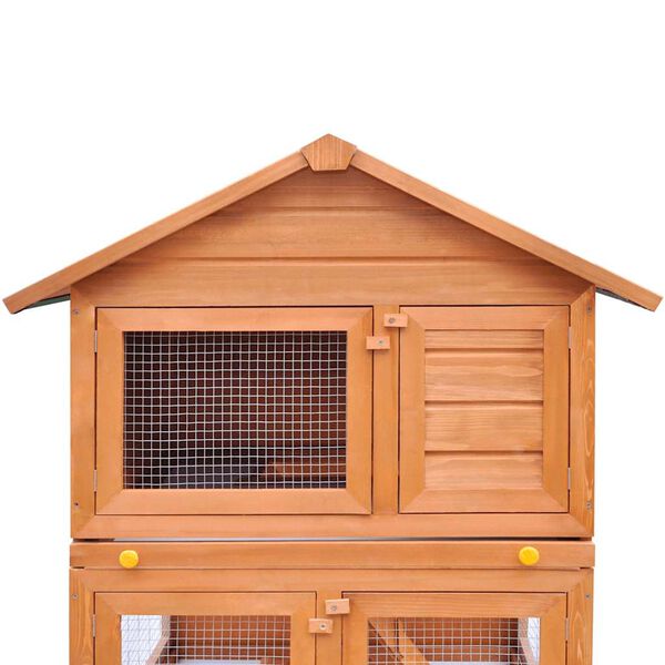 vidaXL Outdoor Rabbit Hutch Wooden Cage 3 Layers