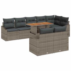 vidaXL Garden Sofa Set with Cushion Manual 9 pcs Grey and Brown