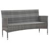 vidaXL 3-Seater Garden Sofa with Cushions Grey Poly Rattan