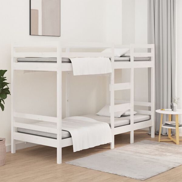 vidaXL Bunk Bed without Mattress White 90x190 cm Single Solid Wood Pine