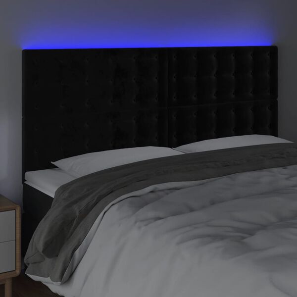 vidaXL LED Headboard Black 160 cm Velvet