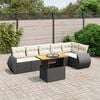 vidaXL 7 Piece Garden Sofa Set with Cushions Black Poly Rattan