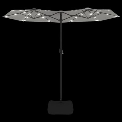 vidaXL Double-Head Parasol with LEDs Sand White 316x240 cm