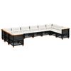 vidaXL 10 Piece Garden Sofa Set with Cushions Black Poly Rattan