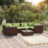 vidaXL 7 Piece Garden Lounge Set with Cushions Poly Rattan Brown