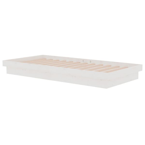 vidaXL Bed Frame without Mattress White Solid Wood Single