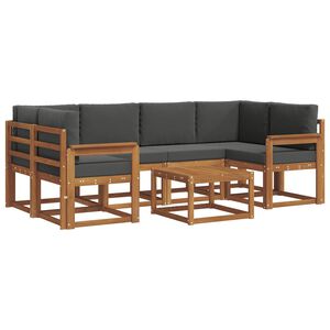 vidaXL Outdoor Sofa Set 7 pcs Natural and Anthracite