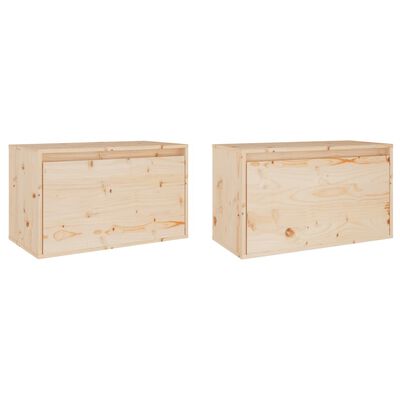 vidaXL Wall Cabinets 2 pcs 60x30x35 cm Solid Pinewood