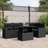 vidaXL 6 Piece Garden Sofa Set with Cushions Black Poly Rattan