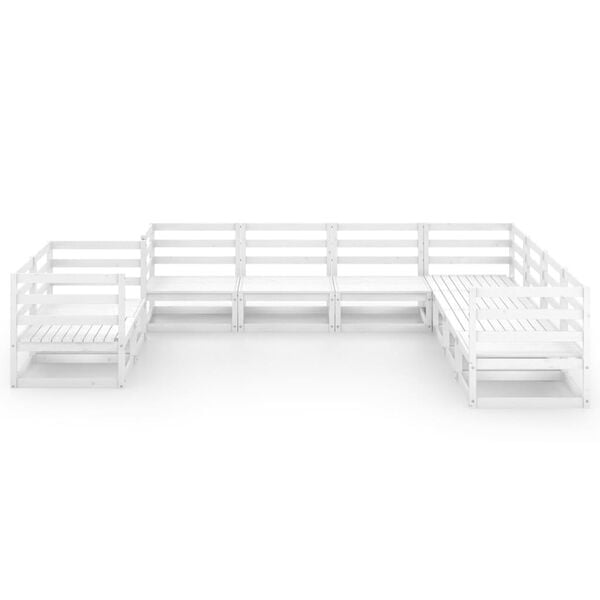 vidaXL 9 Piece Garden Lounge Set White Solid Pinewood