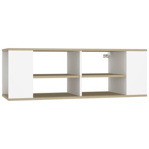 vidaXL TV Cabinet | White and Sonoma Oak | Engineered Wood | Medium | TV Cabinet