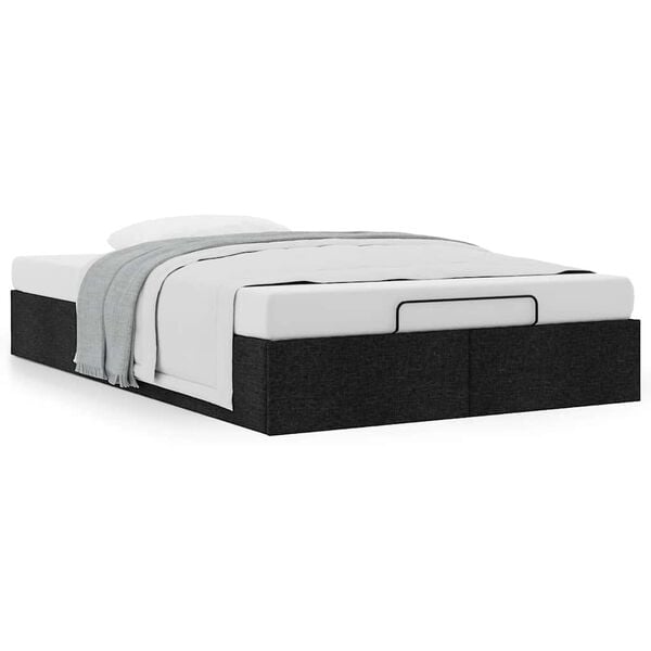 vidaXL Ottoman Storage Bed Frame without Mattress Black King Single Fabric