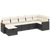 vidaXL 7 Piece Garden Sofa Set with Cushions Black Poly Rattan