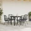 vidaXL 5 Piece Garden Dining Set with Cushions Black Poly Rattan Glass