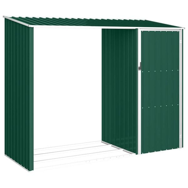 vidaXL Garden Firewood Shed Green 245x98x159 cm Galvanised Steel
