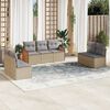 vidaXL 7 Piece Garden Sofa Set with Cushions Beige Poly Rattan