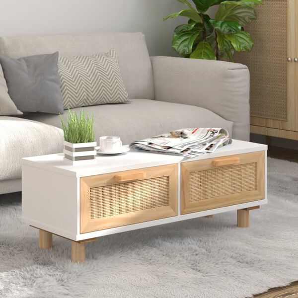 vidaXL Coffee Table White 80x40x30 cm Engineered Wood&Solid Wood Pine
