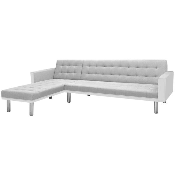 vidaXL Corner Sofa Bed Fabric 218x155x69 cm White and Grey