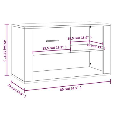 vidaXL Shoe Cabinet Grey Sonoma 80x35x45 cm Engineered Wood