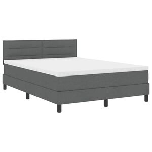 vidaXL Box Spring Bed Dark Grey and White 152 x 203 cm Fabric