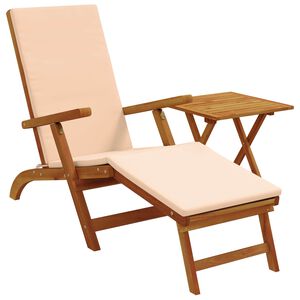 vidaXL Reclining and Folding Sunlounger 2 pcs Solid Acacia Wood Beige