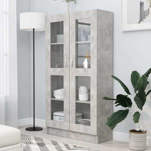 vidaXL Vitrine Cabinet Concrete Grey 82,5x30,5x150 cm Engineered Wood