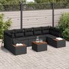 vidaXL Garden Sofa Set with Cushion 8 pcs Black Poly rattan