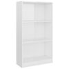 vidaXL 3-Tier Book Cabinet High Gloss White 60x24x109 cm Engineered Wood