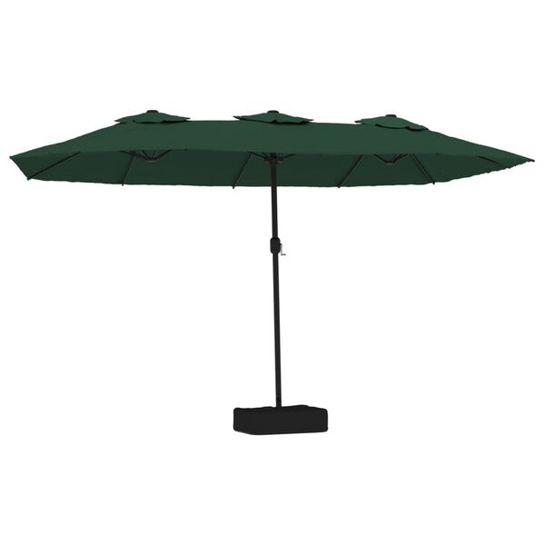 vidaXL Double-Head Garden Parasol with LEDs Green 449x265 cm