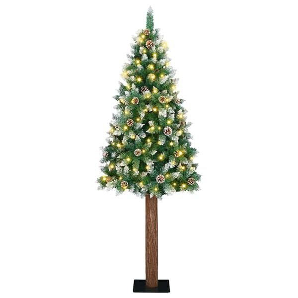 vidaXL Slim Christmas Tree Green 210 cm PVC and Solid Pine wood