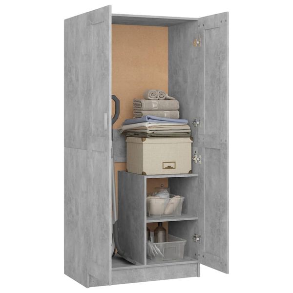 vidaXL Wardrobe Concrete Grey 82.5x51.5x180 cm Engineered Wood