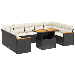 vidaXL 11 Piece Garden Sofa Set with Cushions Black Poly Rattan