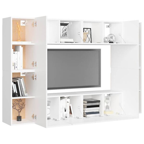 vidaXL 8 Piece TV Cabinet Set White Engineered Wood