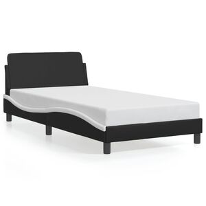 vidaXL Bed Frame "Dover" Black and White 107x203 cm King Single Faux Leather