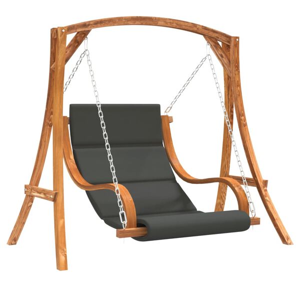 vidaXL Swing Chair with Cushion Solid Wood Spruce with Teak Finish