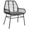 vidaXL 3 Piece Garden Dining Set with Cushions Black Poly Rattan Glass