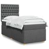 vidaXL Box Spring Bed with Mattress Dark Grey King Single Fabric
