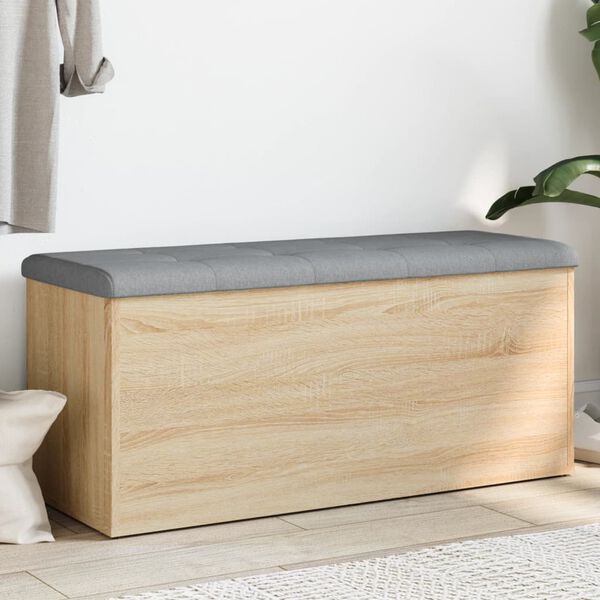 vidaXL Storage Bench Sonoma Oak 102x42x45 cm Engineered Wood