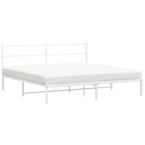 vidaXL Metal Bed Frame without Mattress with Headboard White 180x200cm
