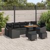 vidaXL Garden Sofa Set with Cushion 10 pcs Black Poly rattan