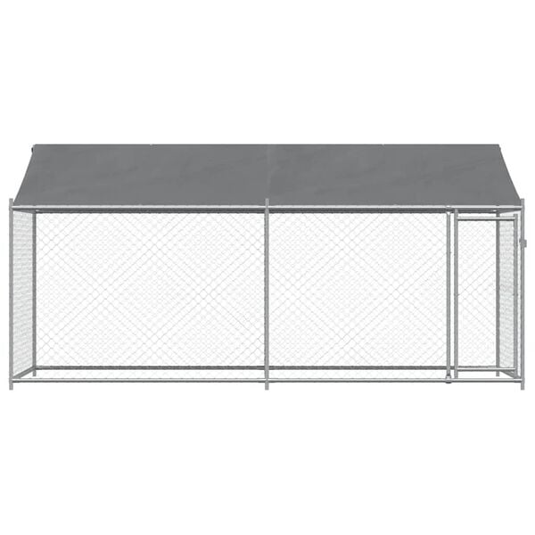 vidaXL Dog Cage with Roof and Door Grey 4x2x2 m Galvanised Steel