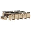 vidaXL 15 Piece Garden Dining Set with Cushions Mix Beige Poly Rattan