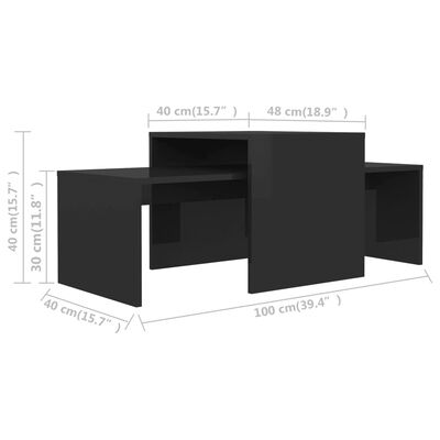 vidaXL Coffee Table Set High Gloss Black 100x48x40 cm Engineered Wood