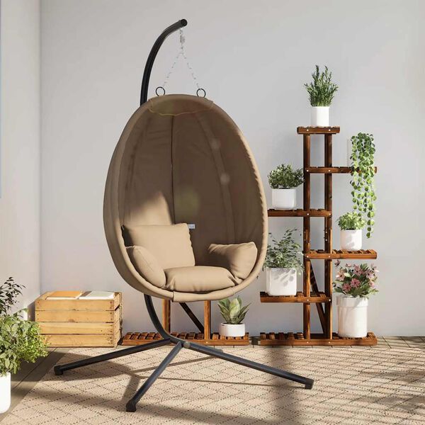 vidaXL Hanging Egg Chair with Stand Taupe Fabric and Steel