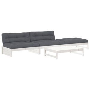 vidaXL 4 Piece Garden Lounge Set with Cushions White Solid Wood