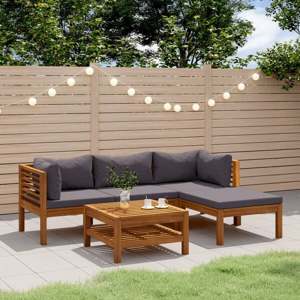 vidaXL 5 Piece Garden Lounge Set with Cushion Solid Acacia Wood
